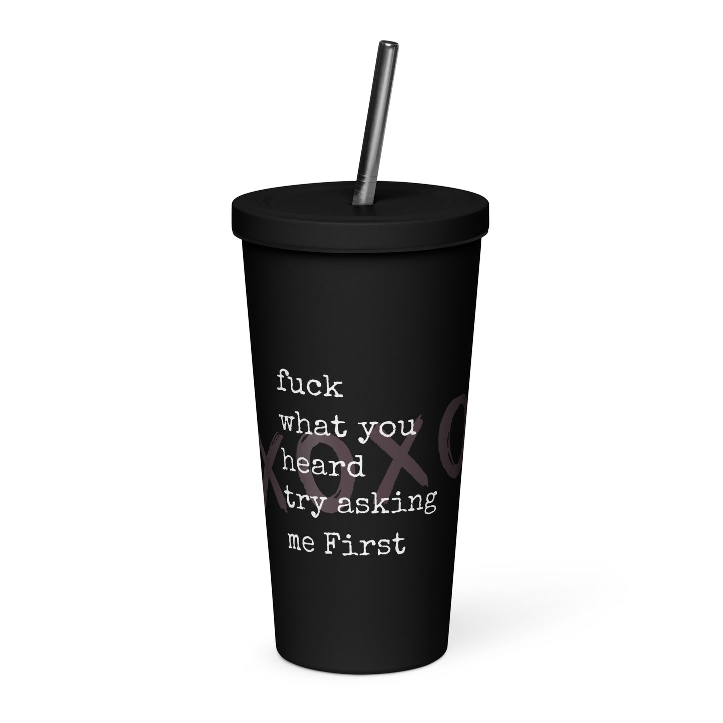 Insulated tumbler with a straw